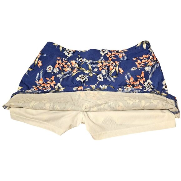 Mario Serrani Womens XL Blue Floral Skort With Built-In Shorts Lightweight & Str - Picture 5 of 9